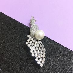  Cài Áo Con Phượng Hoàng Ngọc Trai & Pha Lê Trắng Sang Trọng (AC) 