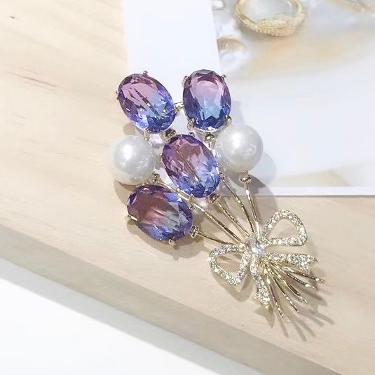  Cài Áo & Mặt Dây Chuyền - Bong Bóng Pha Lê Tím 