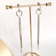  Bông Tai Vòng Tròn Tua Rua Pha Lê Trắng (AG) 