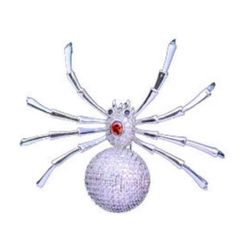  Cài Áo Nam - Con Nhện Màu Trắng Pha Lê Đỏ & Trắng (AF) 