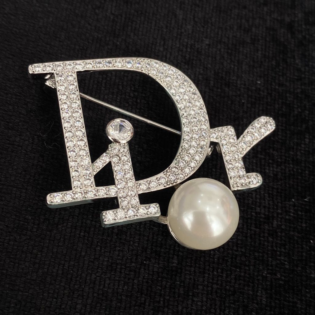 Cài Áo Nam, Nữ - Dior Màu Trắng Ngọc Trai & Pha Lê (AN) 