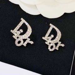  Bông Tai Dior Màu Trắng 1,5cm Pha Lê (AT) 