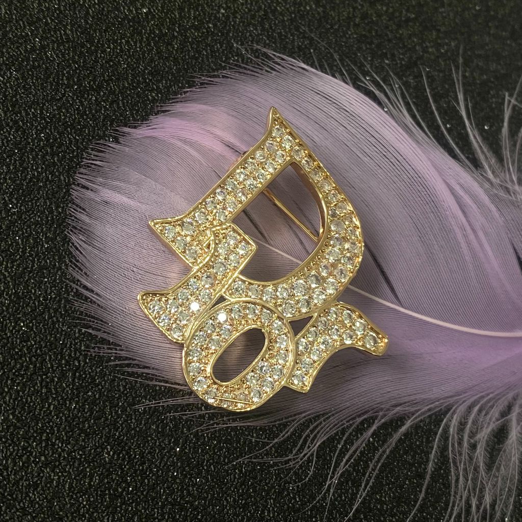  Cài Áo Nam, Nữ - Dior Màu Vàng Pha Lê Trắng (AQ) 