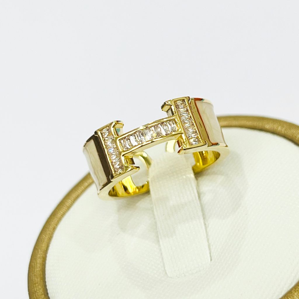  Nhẫn Hermes Freesize Pha Lê Trắng Cá Tính (AB) 