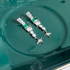  Bộ Trang Sức Pha Lê Xanh Lá - Vòng Tay & Bông Tai Ngôi Sao Tinh Tế 