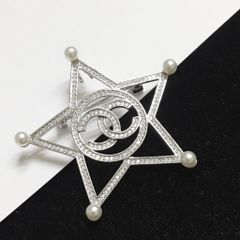  Cài Áo Nam, Nữ - Chanel Ngôi Sao Trắng Ngọc Trai & Pha Lê (BN) 