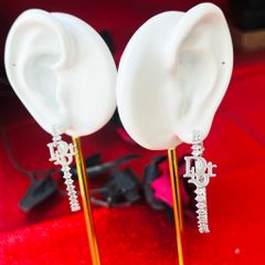  Bông Tai Khoen Tròn Dior Màu Trắng 4,3cm Pha Lê (BW) 