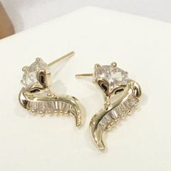  Bông Tai Hồ Ly Vàng Pha Lê Trắng (AC) 