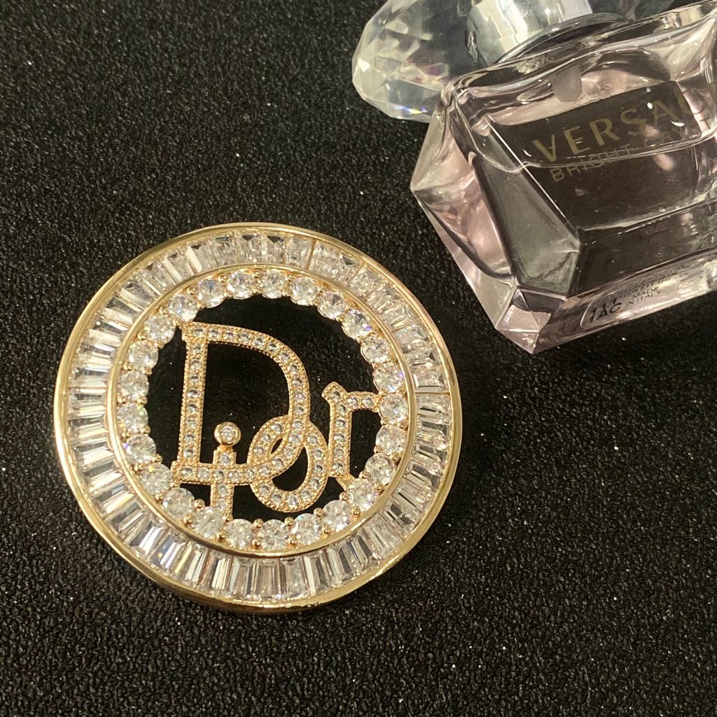  Cài Áo Nam, Nữ - Dior Màu Vàng Pha Lê Trắng (AR) 