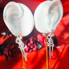  Bông Tai Khoen Tròn YSL Màu Trắng 5cm Pha Lê (BS) 