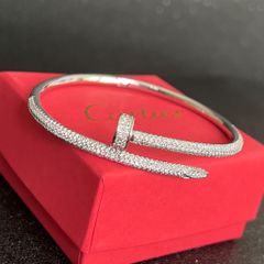  Vòng Tay Nam, Nữ TiTan Cao Cấp - Cartier Cây Đinh Màu Trắng Pha Lê (AC) 