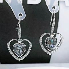  Bông Tai Trái Tim Pha Lê Đen & Trắng (AV) 