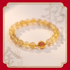  Vòng Tay Phong Thuỷ Cao Cấp - Đá Thạch Anh Tóc Vàng 8mm & Thạch Anh Dâu Tây Tự Nhiên 