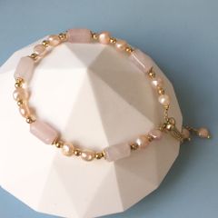  Vòng Đá Phong Thuỷ Cao Cấp - Ngọc Trai Nước Ngọt & Đá Thạch Anh Hồng Tự Nhiên Trợ Tình Yêu 