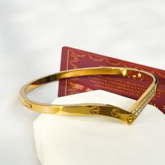  Vòng Tay TiTan Cao Cấp - Cartier Màu Vàng Pha Lê Trắng (AK) 