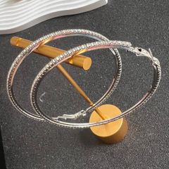  Bông Tai Khoen Tròn Bản To 7,5cm Pha Lê Trắng (BQ) 