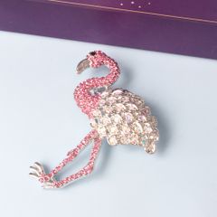  Cài Áo Con Hạc Pha Lê Hồng & Trắng Xà Cừ (AD) 