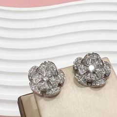  Bông Tai Cánh Hoa Bản To Pha Lê Trắng (BQ) 