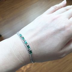  Bộ Trang Sức Pha Lê Xanh Lá - Vòng Tay & Bông Tai Ngôi Sao Tinh Tế 