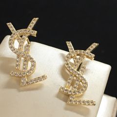  Bông Tai YSL Màu Vàng Pha Lê Trắng (AB) 