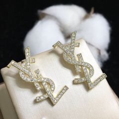  Bông Tai YSL Màu Vàng Pha Lê (AE) 