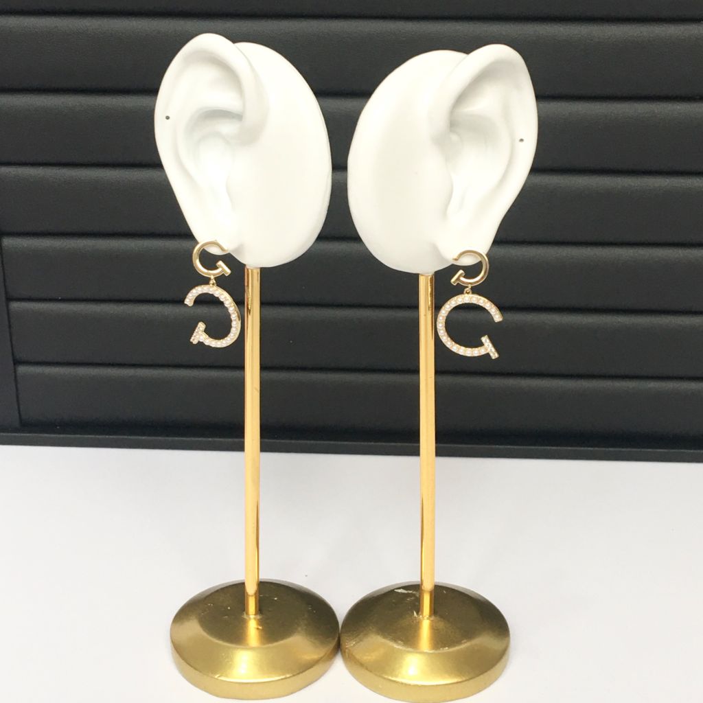  Bông Tai Cartier Bản To Màu Vàng Ngọc Trai & Pha Lê Trắng (AD) 