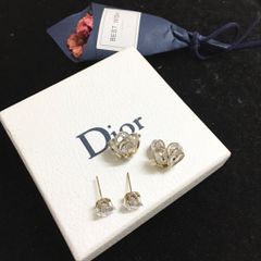  Bông Tai Dior Màu Vàng Pha Lê Trắng (AG) - Có 3 Kiểu Đeo 