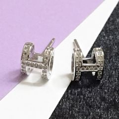  Bộ Trang Sức Hermes Trắng - Vòng Tay, Nhẫn & Bông Tai Pha Lê (AB) 