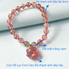  Vòng Đá Phong Thuỷ Cao Cấp - Con Hồ Ly Tình Yêu Đá Thạch Anh Dâu Tây & Đá Mặt Trăng Tự Nhiên 
