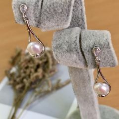  Bông Tai Bạc Cao Cấp - Giọt Nước Pha Lê & Ngọc Trai Nước Ngọt (AD) 