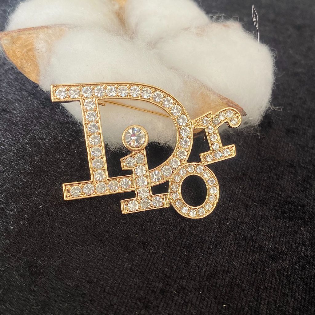  Cài Áo Nam, Nữ - Dior Màu Vàng Pha Lê Trắng (AM) 