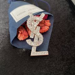  Cài Áo Nam, Nữ - YSL Màu Trắng Pha Lê (AG) 