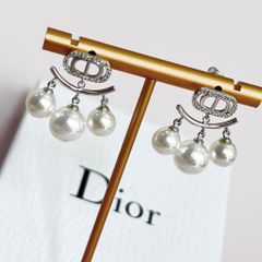  Bộ Trang Sức Dior Trắng - Vòng cổ Choker & Bông Tai Ngọc Trai Quý Phái (AB) 
