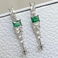  Bộ Trang Sức Pha Lê Xanh Lá - Vòng Tay & Bông Tai Ngôi Sao Tinh Tế 