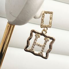  Bông Tai Hermes Màu Vàng Pha Lê Trắng Sang Trọng (AP) 