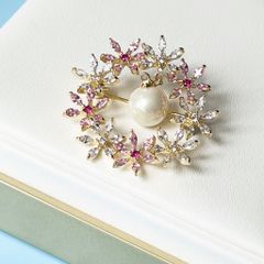  Cài Áo & Mặt Dây Chuyền - Vòng Hoa Pha Lê Màu & Ngọc Trai 