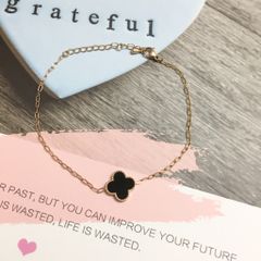  Vòng Tay Titan Cao Cấp - Cỏ 4 Lá May Mắn Màu Vàng Hồng (AA) 