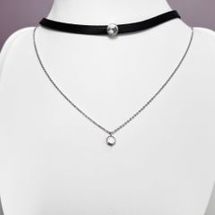  Dây Chuyền Ngắn - Choker 2 Tầng Pha Lê (AL) 