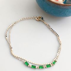  Bộ Trang Sức Pha Lê Xanh Lá - Vòng Tay & Bông Tai Ngôi Sao Tinh Tế 