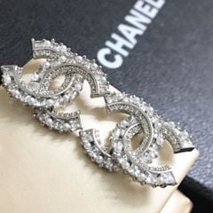  Bông Tai Chanel Bản To Màu Trắng Ngọc Trai & Pha Lê (BL) 