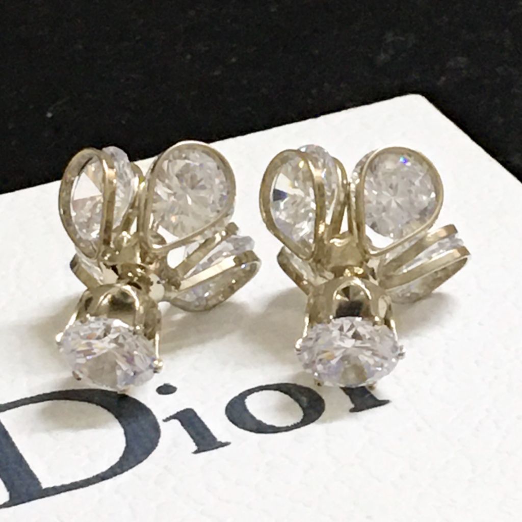  Bông Tai Dior Màu Vàng Pha Lê Trắng (AG) - Có 3 Kiểu Đeo 