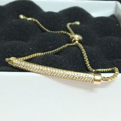  Vòng Tay Dây Rút Màu Vàng Pha Lê Trắng (AA) 