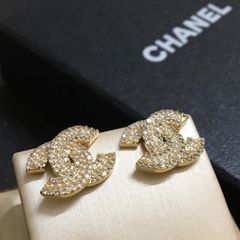  Bông Tai Chanel Màu Vàng Ngọc Trai & Pha Lê (AG) 