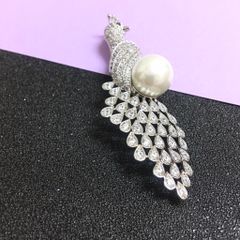  Cài Áo Con Phượng Hoàng Ngọc Trai & Pha Lê Trắng Sang Trọng (AC) 