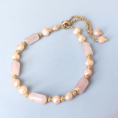  Vòng Đá Phong Thuỷ Cao Cấp - Ngọc Trai Nước Ngọt & Đá Thạch Anh Hồng Tự Nhiên Trợ Tình Yêu 