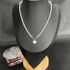  Dây Chuyền Ngắn - Dior Trái Tim Màu Trắng Ngọc Trai & Pha Lê (AJ) 