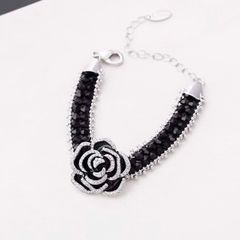  Bộ Trang Sức Hoa Hồng Đen - Vòng Cổ Choker, Vòng Tay & Bông Tai Bản To Pha Lê Đen Sang Trọng 