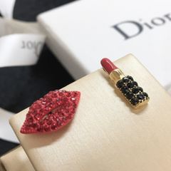  Bông Tai Cây Son & Đôi Môi Pha Lê Đỏ, Đen 