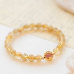  Vòng Tay Phong Thuỷ Cao Cấp - Đá Thạch Anh Tóc Vàng 8mm & Thạch Anh Dâu Tây Tự Nhiên 