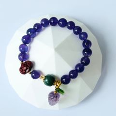  Vòng Đá Phong Thuỷ Cao Cấp - Trái Dâu Đá Thạch Anh Tím & Đá Chu Sa Tự Nhiên 